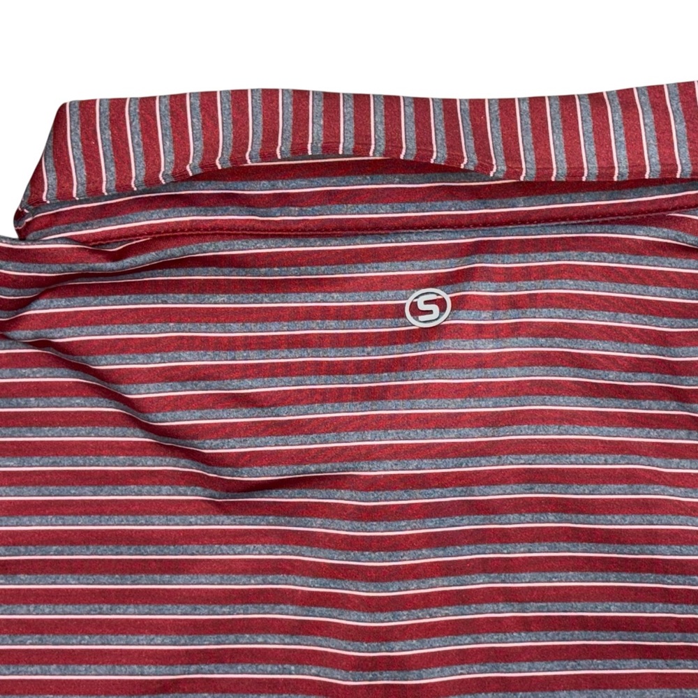 Stitch Men’s Maroon Grey Striped Golf Stretch Performance Polo, XXL - Picture 5 of 9